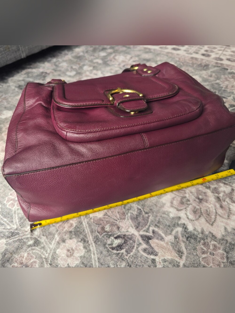 Vintage Coach Plum/Bordeaux Leather Satchel with Gold-Tone Hardware - Picture 3 of 8